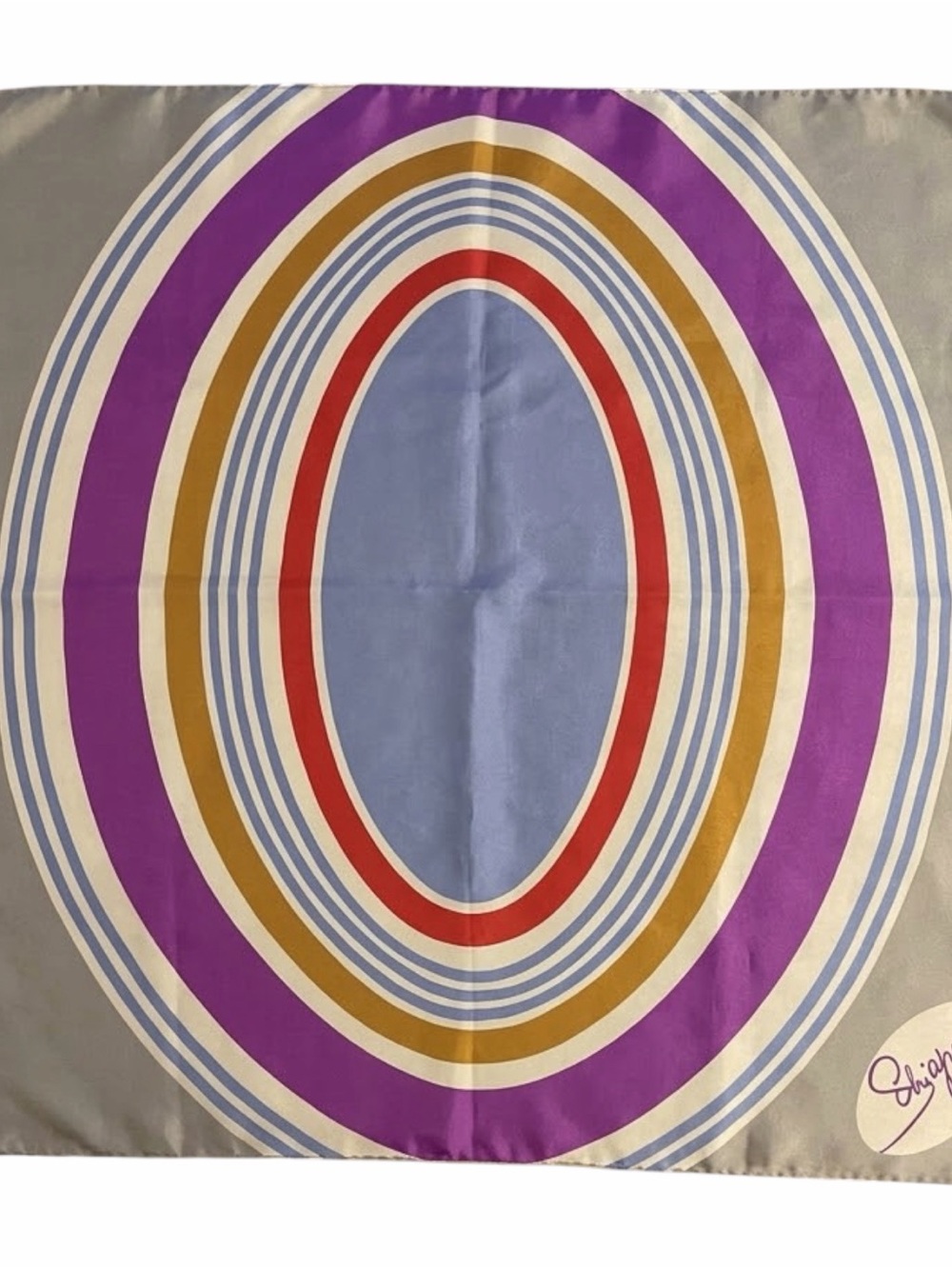 VTG Elsa Schiaparelli Silk Square Scarf Mod Op Art Geometric